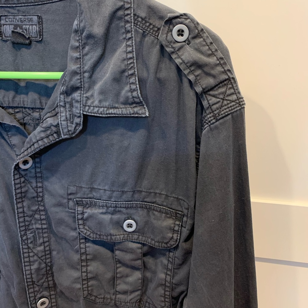 Casual Button down, faded black, cool detail